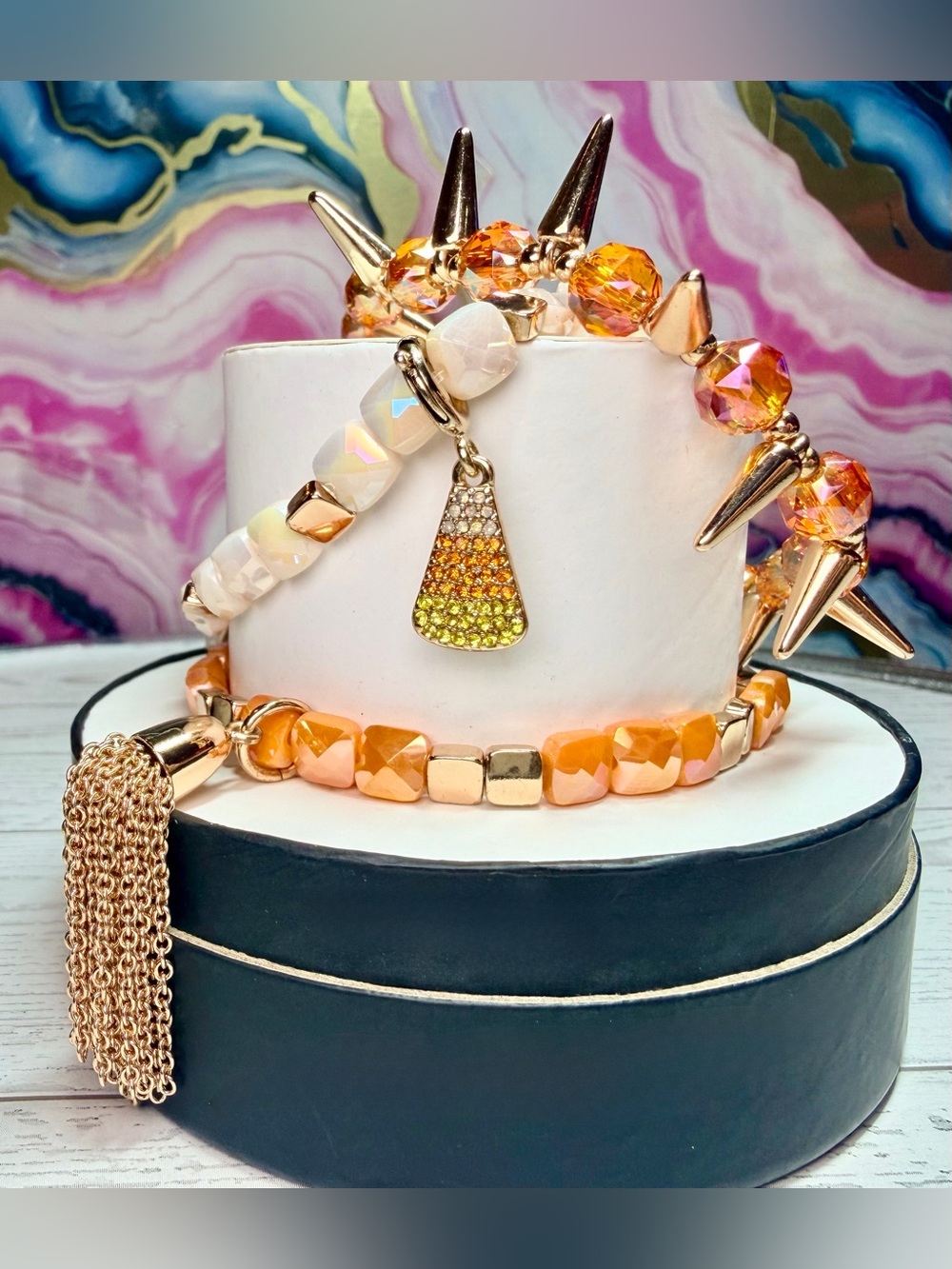 Bomb Party 2023 Retro Halloween Stack - Candy Corn Sparkle on Gold RBP5297